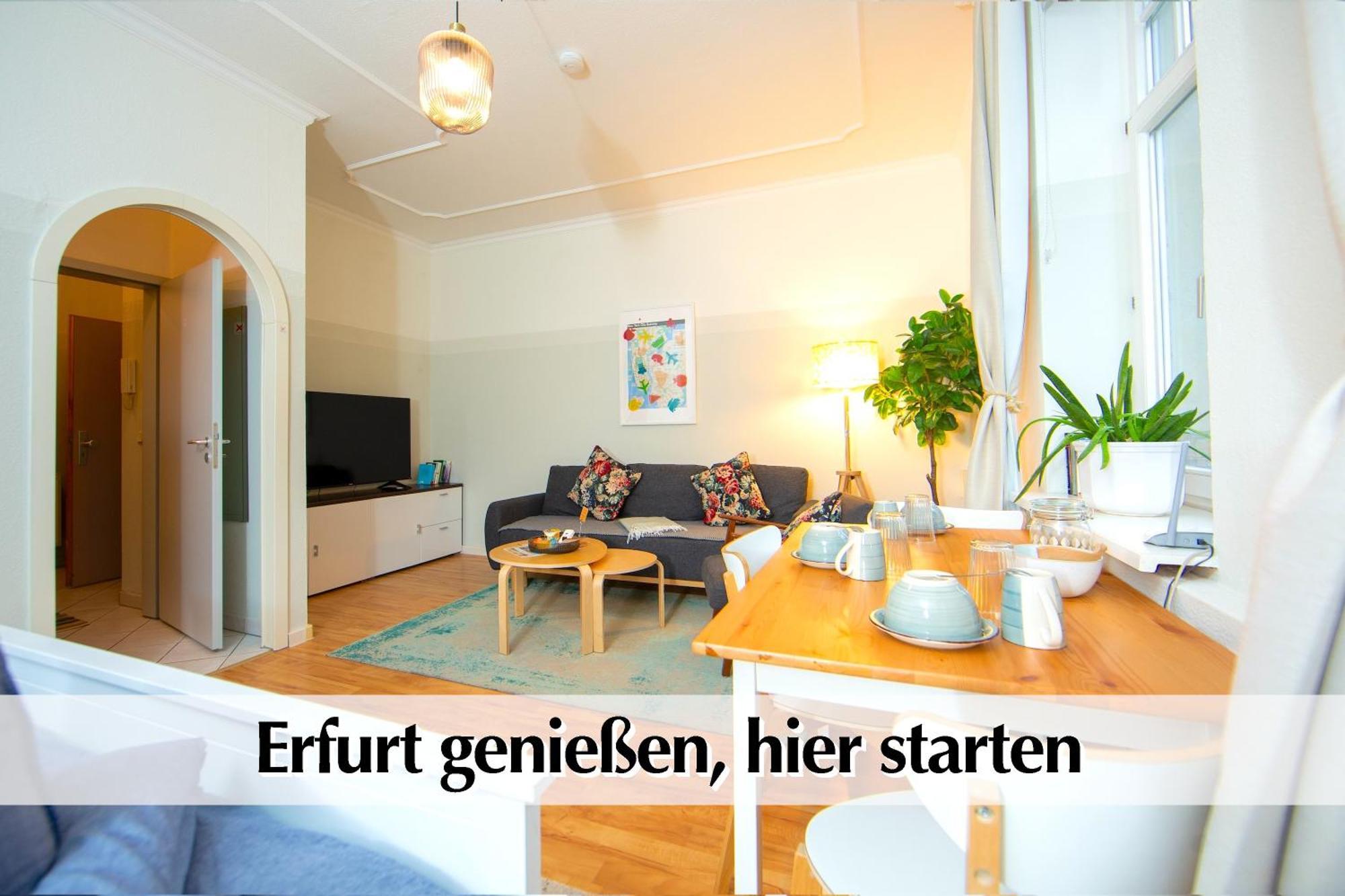 12 Fewos Im Jugendstilhaus Mit Aufzug, Terrasse, Kingsize-Bett, Smart-Tv, Etc Erfurt Pokój zdjęcie